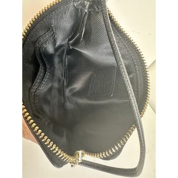 Coach Ocelot Print Grossgrain Leather Corner Zip Wristlet, Blue, Black, 41-15